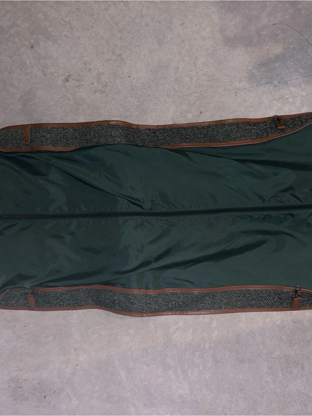 Pierre Cardin Green Tweed Duffel with Brown Leather Trim